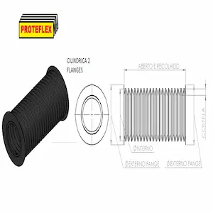 Proteção sanfonada Cilindrica com 2 flanges